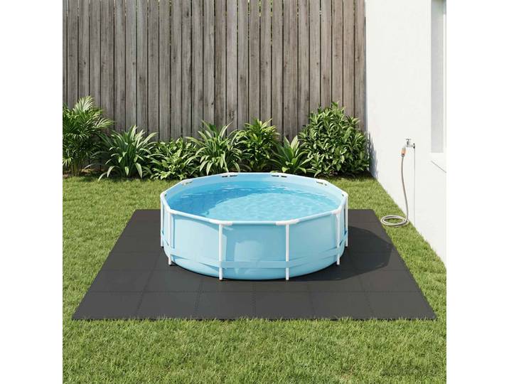 vidaXL Pool Bodenschutzmatte 12 stk. Schwarz 4,32 m² EVA-Schaum
