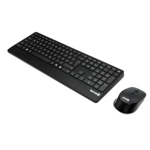 Terra Desktop 4000 Wireless AES (DE) Funk Tastatur, Maus-Set mit numerischer Tastatur, Multimediatasten Deutsch, QWERTZ Schwarz