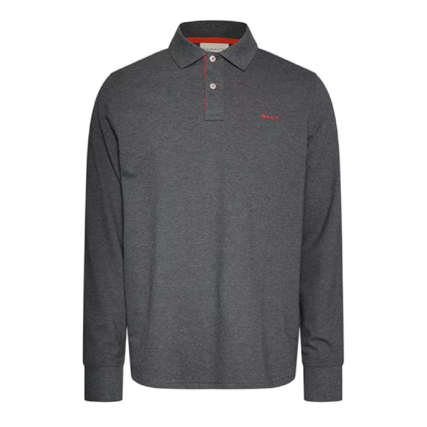 Gant - Poloshirt für Herren, Piqué, Langärmlig (Schwarzgrau)