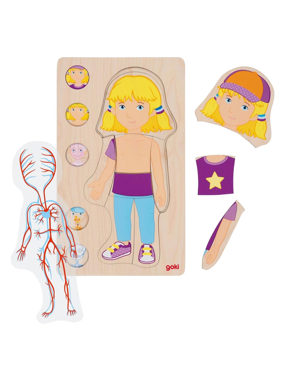 Goki Wooden Layer Puzzle Human Body Girl 29 pcs. Holz