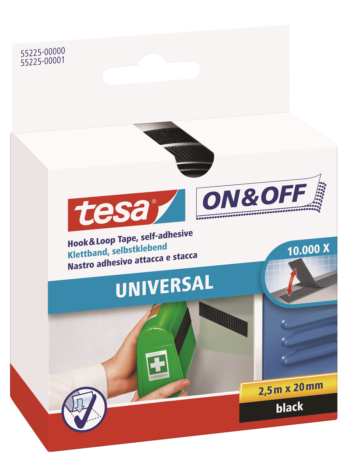 tesa On & Off Universal 20mm x 250cm Black