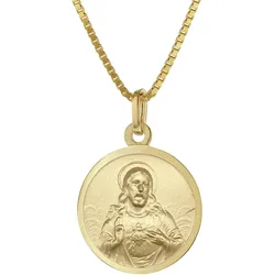 trendor 41482 Herz Jesu Anhänger Ø 16 mm Gold 333 mit goldplattierter Kette, 40 cm