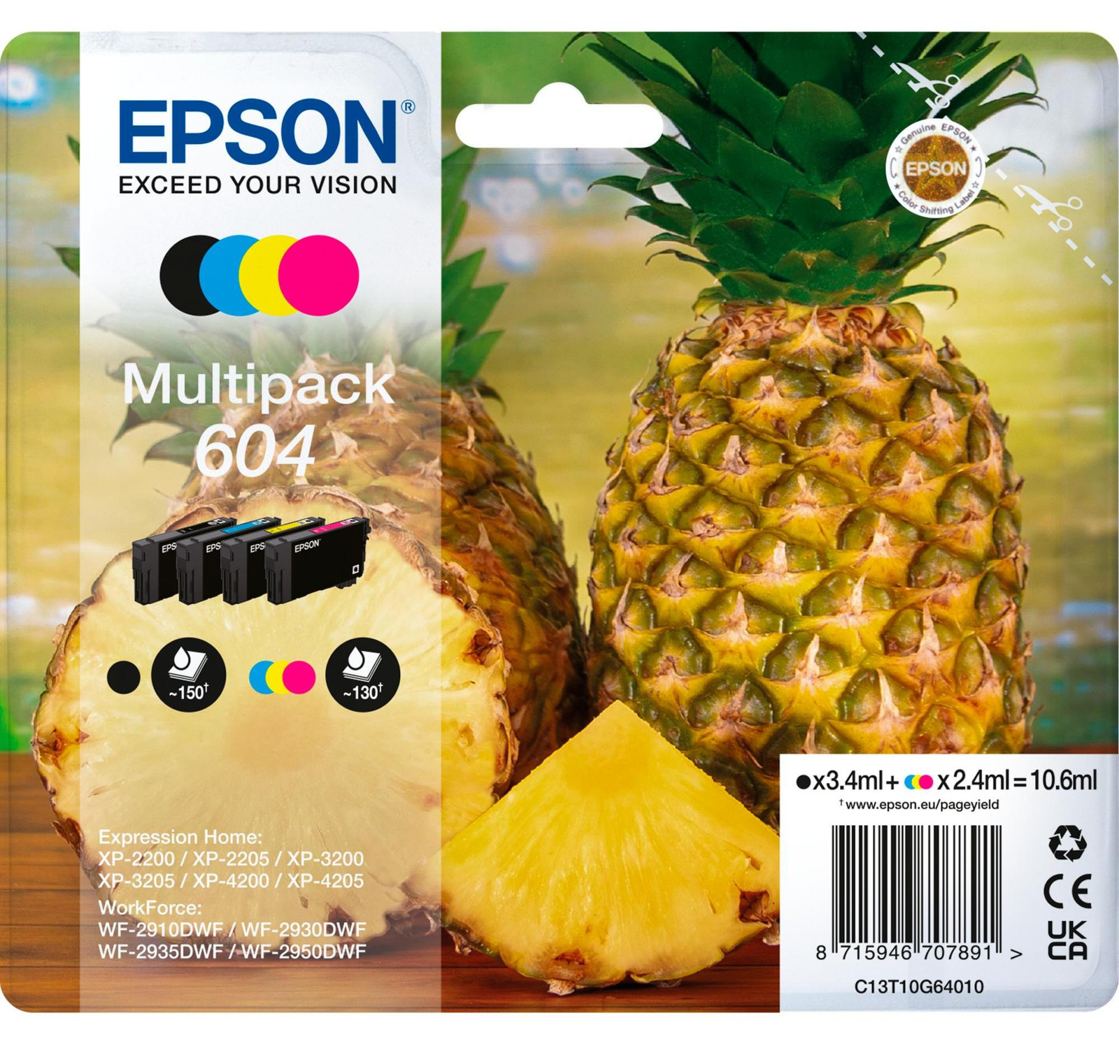 Epson 604 Multipack Inktcartridges 4 kleuren C13T10G64010