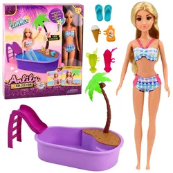 Anlily Puppe im Poolrutschen-Palmen-Strand-Accessoires-Set