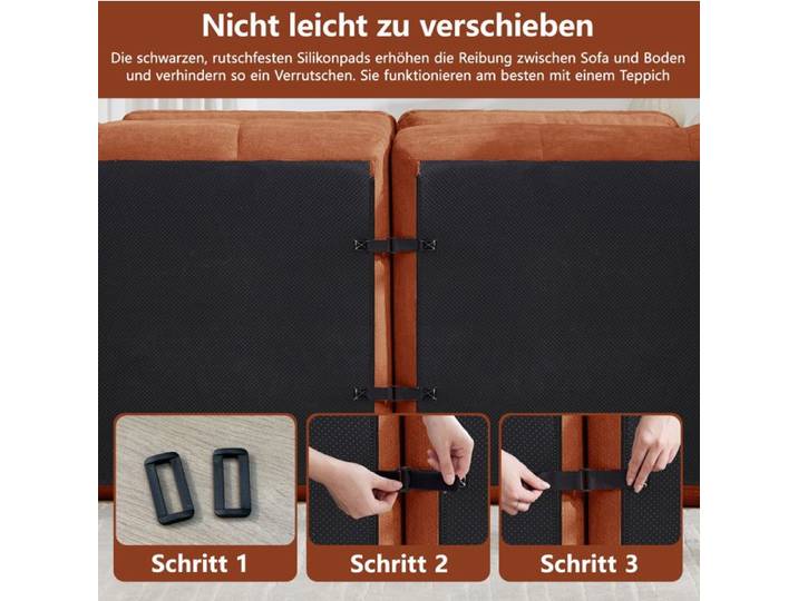 ULEVR Canapé modulable 2 places en chenille orange sans montage livré sous vide