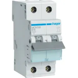 Hager Leitungsschutzschalter, Kennlinie C, 1+N, 16A - MCN516
