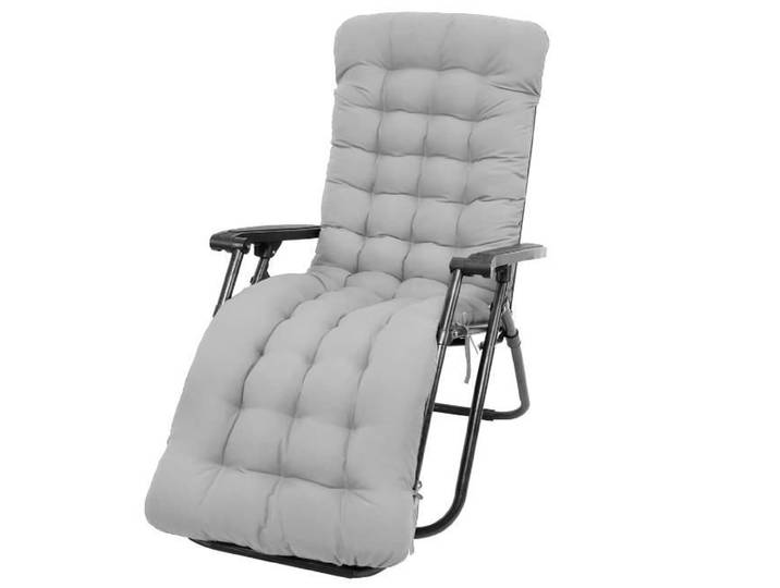 Coussin de Chaise Longue - Gris - 170x50cm - Antidérapant - Confortable - Extérieur