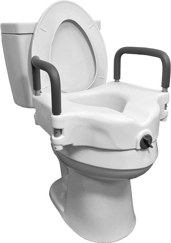 Famanu Toilettensitz Erhöhung mit Handgriffen - 11,4 cm hoch - Weiß
