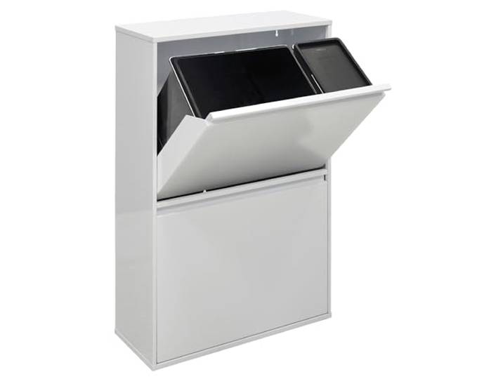 ARREGUI Basic CR601-B2 Mülltrennsystem aus Stahl 4 Fächer Mülleimer für die Küche 1 Extra Großer Eimer 23+11+17+17 L (68L) 4 Fach Abfalleimer mit Inneneimern aus Kunststoff mit Griff weiß
