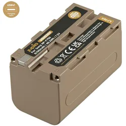 Jupio NP-F750 Ultra C (USB-C Input) 6700mAh (Kamera Akku), Kamera Stromversorgung, Braun