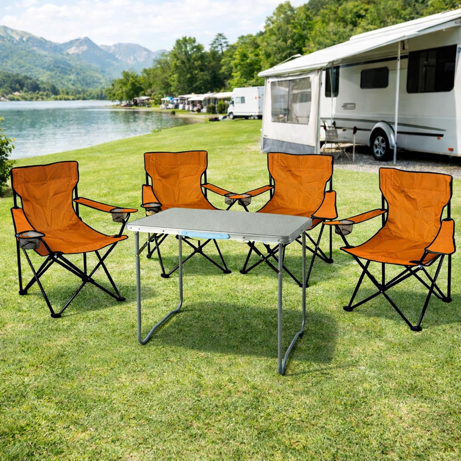 Mojawo Complete set van 5 campingmeubels XL formaat, oranje
