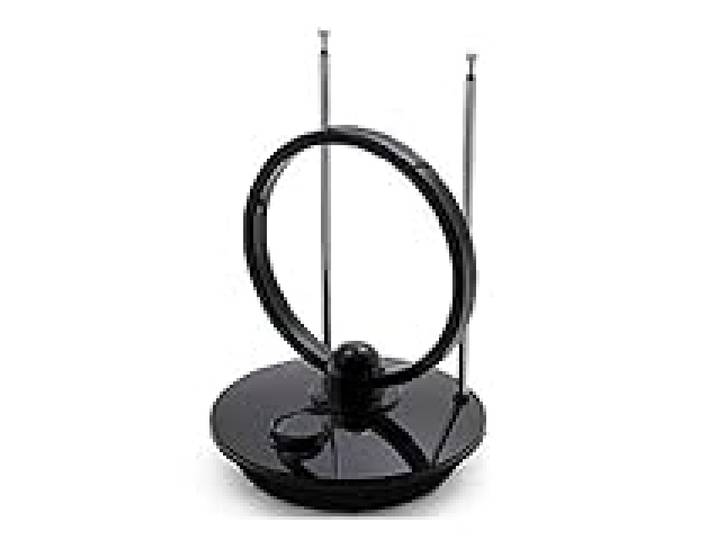 D2 Diffusion Antenne TV intérieure 50db - Ronde amplifiéeUHF/VHFavec Filtre 4G Noire - Gain Maximum 50db - Portée de l'antenne 25 km