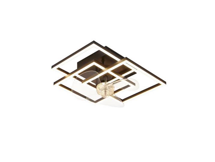 ZMH Deckenventilator Mit Beleuchtung Qalen 37/37/16.5 cm, Schwarz, Metall, Kunststoff, LED integrated, 37x16.5x37 cm, Lampen & Leuchten, LED Beleuchtung, LED-Deckenleuchten