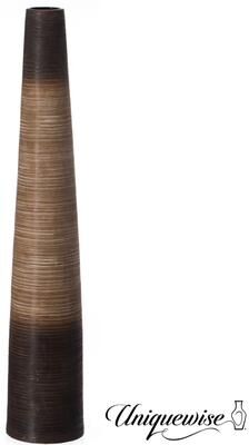 Uniquewise Tall Handcrafted Brown Ceramic Floor Vase - Waterproof Cylinder-Shaped Freestanding Design, Ideal for Tall Floral Arrangements