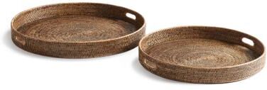 Porch & Petal Burma Rattan Round Ottoman Trays
