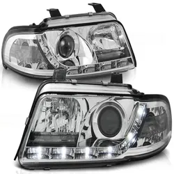 LED Tagfahrlicht Design Scheinwerfer passend für Audi A4 B5 Facelift 99-00 chrom