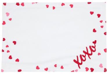 "Saro Lifestyle XOXO Heart Scatter Placemats (Set of 4) - Embroidered Script with Printed Heart Border, 12""x18"""