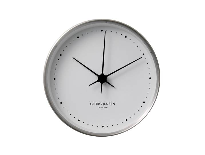 Georg Jensen Horloge murale Koppen blanc-acier inoxydable Ø 10 cm
