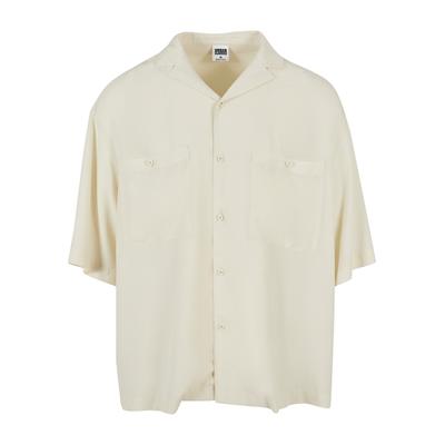 Kurzarmhemd URBAN CLASSICS "Urban Classics Herren Oversized Resort Shirt", Herren, Gr. L, US-Größen, beige (sandweiß), 100% Viskose, unifarben, Hemden
