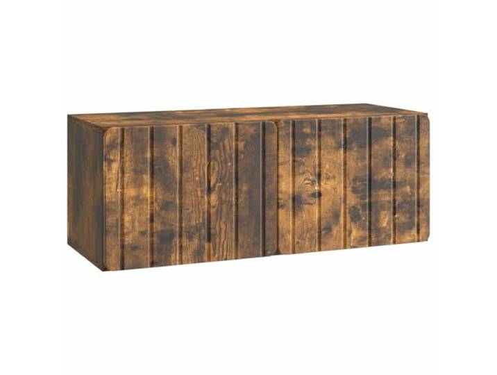 KUPTYERFG Wand-TV-Schrank Geräucherte Eiche 78,5x31x30 cm Schwebendes Lowboard für Wohnzimmer, 60kg Belastbarkeit, 2 Klapptüren mit 90-Grad-Öffnung und pflegeleichte Oberfläche.