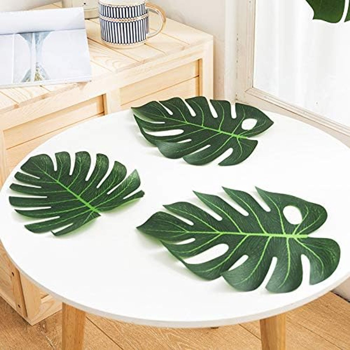 12 stuks kunstmatige tropische palmbladeren voor jungle en Hawaiiaanse feestdecoraties