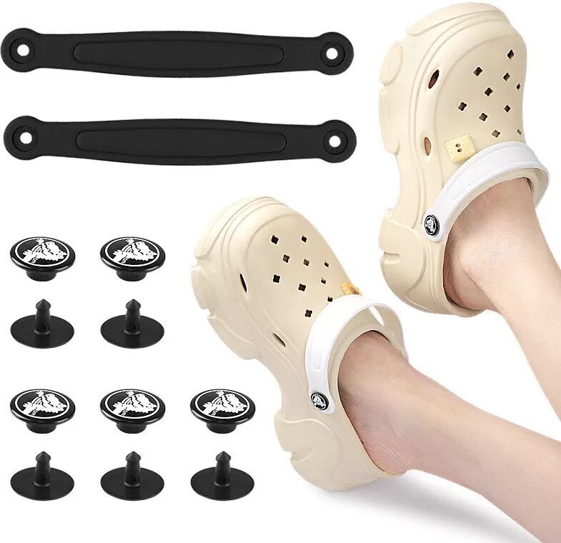 INF Schwarze PVC-Fersenriemen für Clogs - Rutschfest Schwarz 36