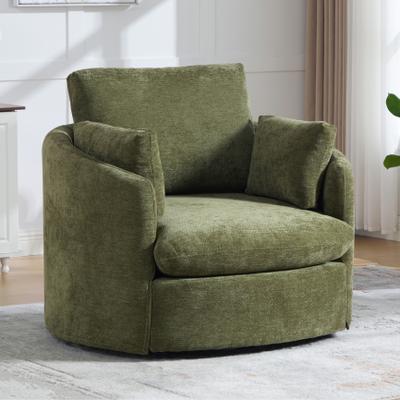 unbranded Chenille Upholstered Swivel Barrel Accent Chair, Sofa Chair Club Chair With Pillows