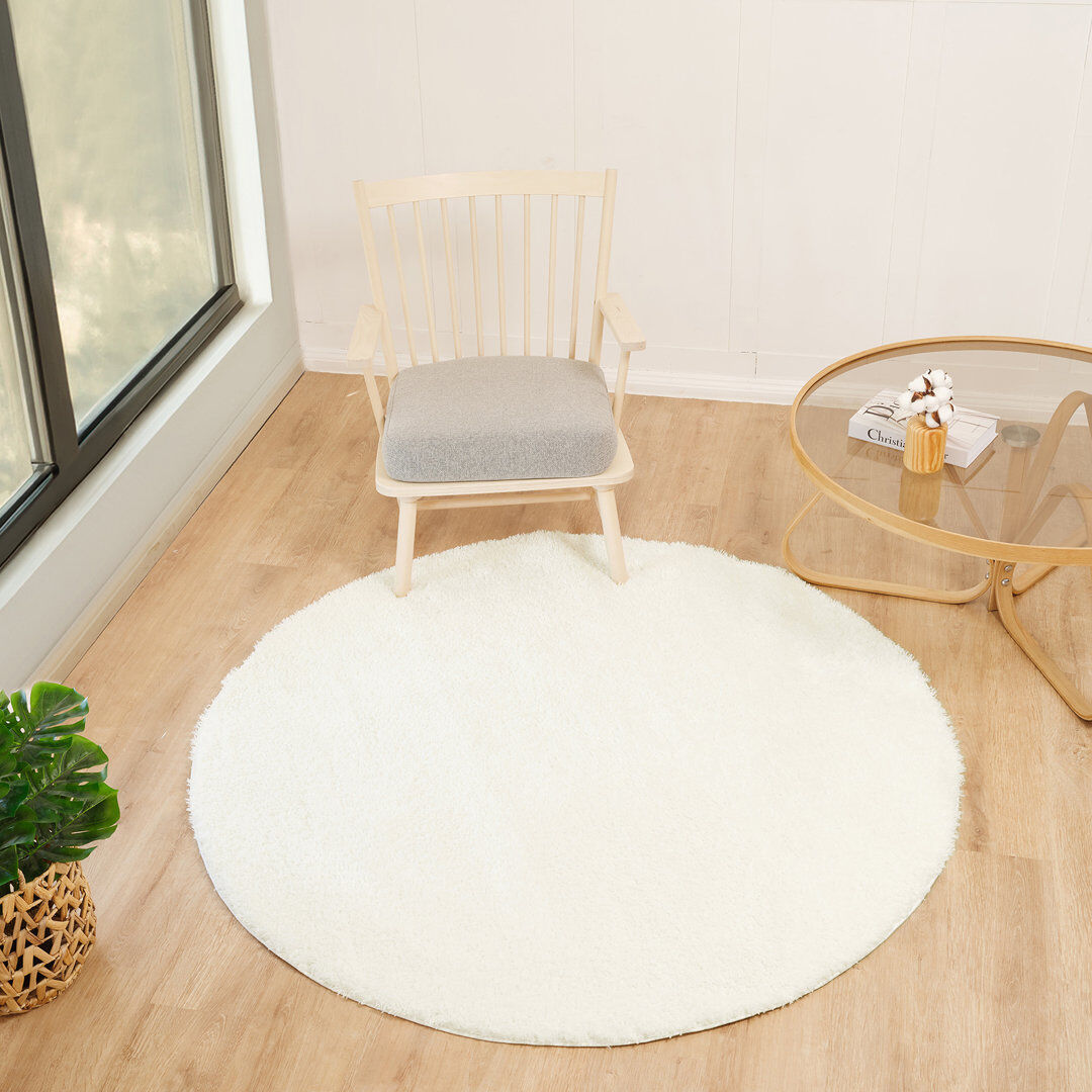 Wade Logan Ridout Power Loom Rug Polypropylene/White Round 160 cm