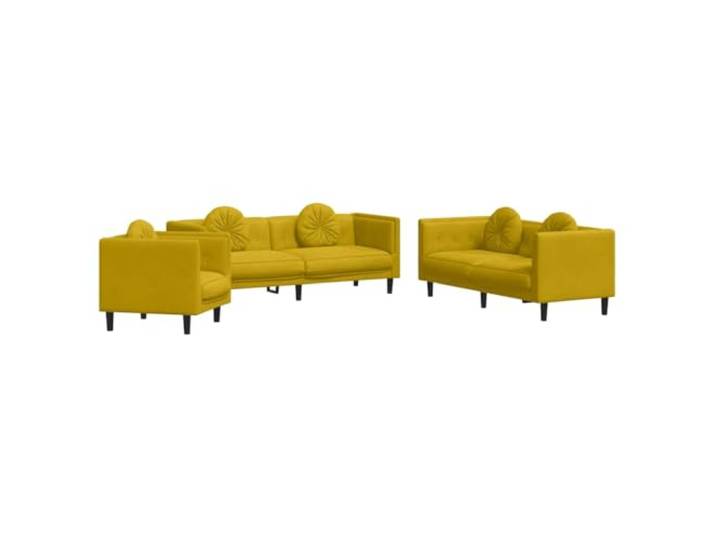 GHVBNMF 3-TLG. Sofagarnitur mit Kissen Samt Couch Set Gelb Stylischer Polstersessel und Couches aus weichem Samt in Gelb sorgen für Gemütlichkeit im modernen Wohnzimmer.