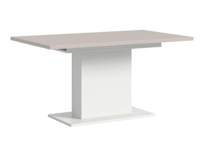 Aileenstore Esstisch Oslo ausziehbar 150-190 cm, Säulen-Fuß, Tischplatte Kaschmir/Gestell Weiß, 150x76x90 cm