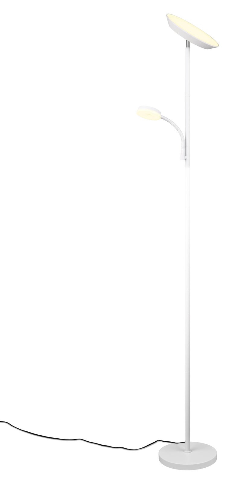 Trio Specter LED vloerlamp wit met leeslamp, dimbaar en verstelbaar