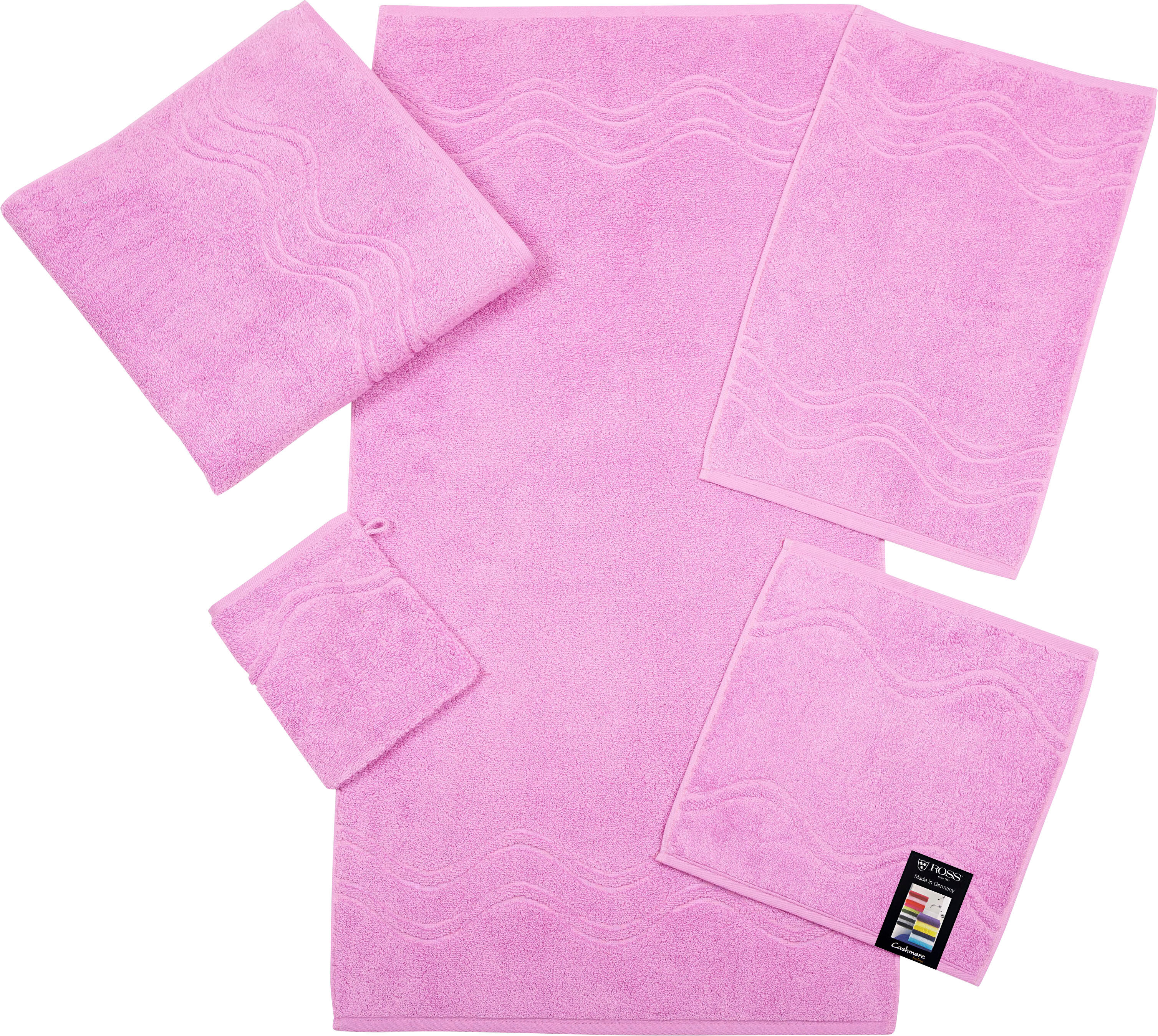 Seiftuch ROSS "Cashmere feeling", lila (mauve), B:30cm L:30cm, Frottier, Baumwolle, Handtücher, Seiftuch, mit Wellen-Bordüre mauve B/L: 30cmx30cm, 6 Stk., Frottier
