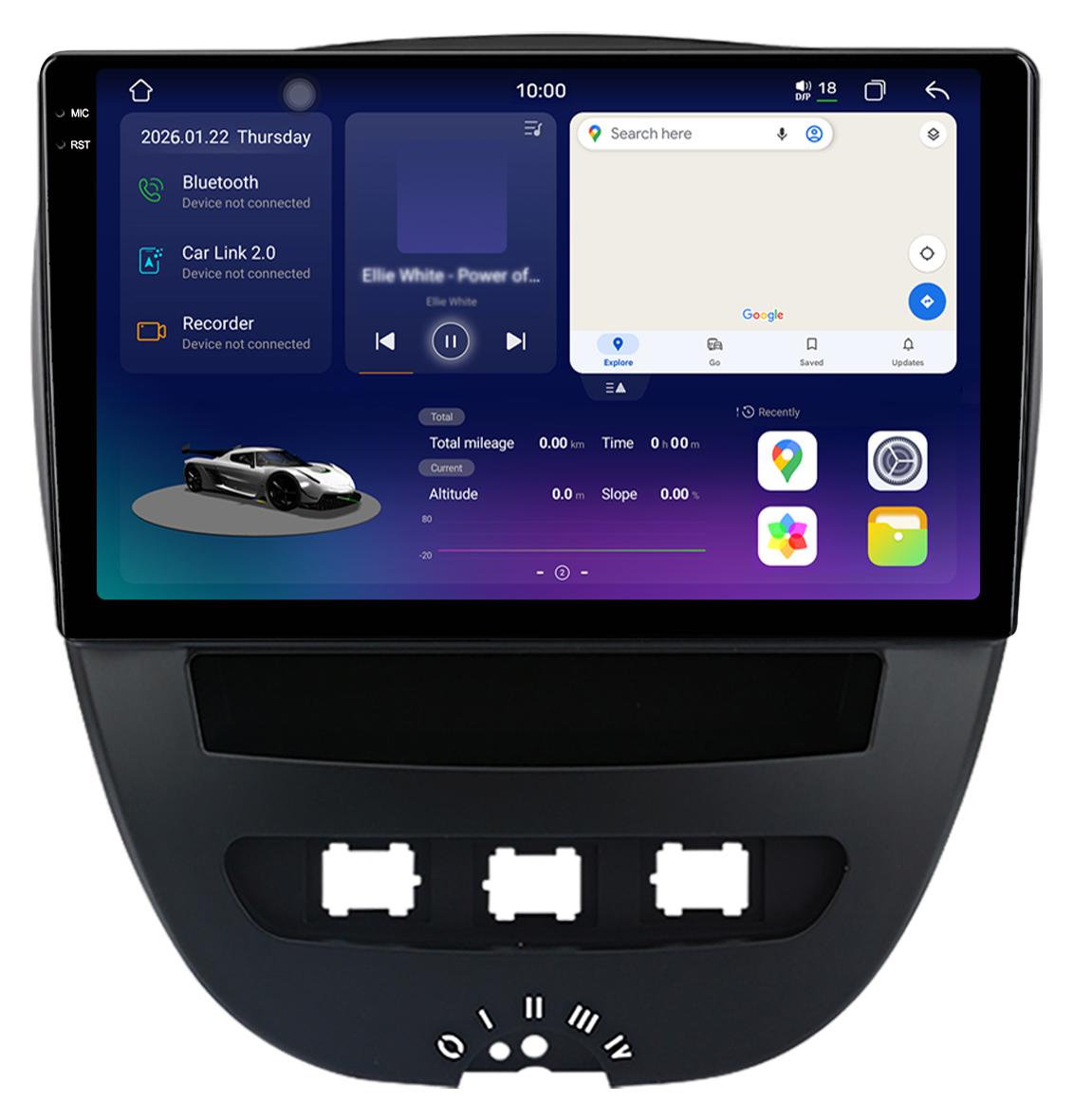 2K-Display Android Radio für Peugeot 107 Citroen C1 Toyota Aygo 2005-2014 CarPlay Upgrade Navi Bluetooth Lenkradsteuerung GPS 6+128GB 4G LTE