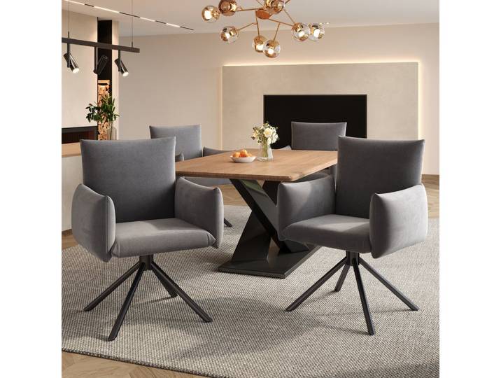 BBWL Esszimmerstuhl Gepolsterter Sessel mit Metallbeinen, ergonomischem Design, Lordosenstütze und 360° Drehfunktion für Wohn- und Arbeitsbereiche