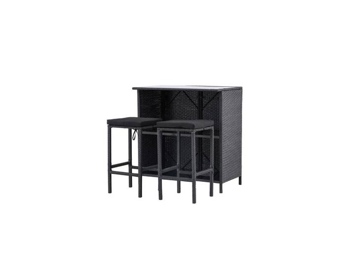 Gardenson Gartenbarset, Schwarz, Metall, Kunststoff, 5-teilig, 60x105x100 cm, Gartenmöbel, Gartentische, Bistrotische