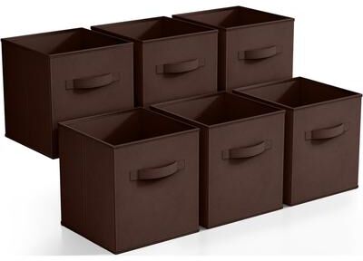 "Sorbus Fabric Storage Bins 11"" Foldable Cubes With Handles For Pantry, Cubbies, Toy And Closet Shelving Organization - 6Pk"
