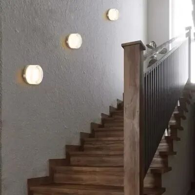 On Spot Shop Modern Design LED Wall Lamps For Bedroom & Bedside, Indoor Outdoor Round Sconce Light Fixtures, Acrylic Background grey Black cool White(5500 7000k)
