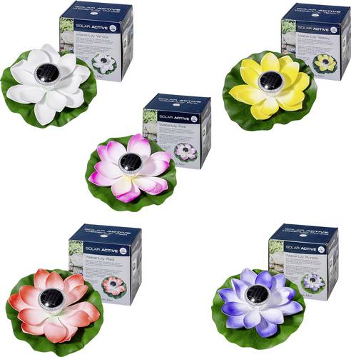 FIAP 3206-6 SOLAR ACTIVE WaterLily 5er SET Solar-Dekoleuchte 5er Set LED LED fest eingebaut Weiß, Gelb, Rot, Pink, Lila