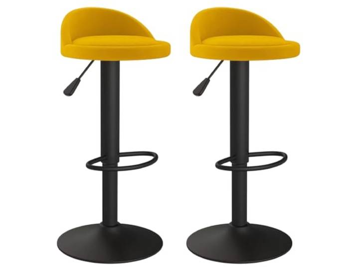 Barhocker, Velours, Gelb, 2-teilig, 360° drehbar, mit Fußstütze Weicher Velours, robuster Stahlboden, Gasheber, um 360 ° drehbar, Belastung 110 kg, moderner Stil