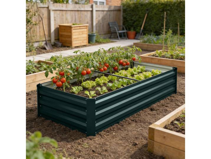 Outsunny Jardinière Rectangulaire Acier Galvanisé 150x70x30cm Vert