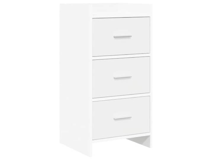TEKGHUT Sideboard Weiß 40 x 36 x 80 cm Holzwerkstoff Moderne Anrichte, schlanke Form, Metallgriffe, mehrere Fächer, breite Regale, pflegeleicht, für Wohnraum, Essbereich, Flur