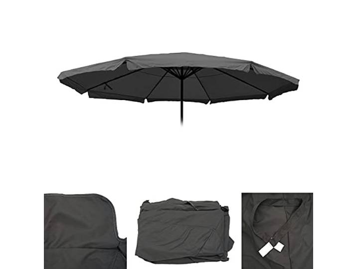 Ersatz-Bezug für Sonnenschirm Meran Pro, Gastronomie Marktschirm mit Volant Ø 5m, Polyester - anthrazit