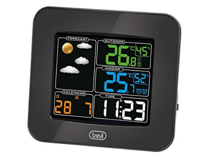Trevi ME 3165 RC Weerstation met externe sensor, zwart, 15 x 5,7 x 13,5 cm