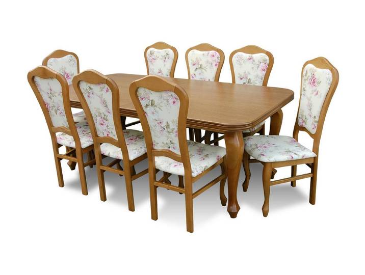 Xlmoebel Essgruppe Holztisch mit 8 Stühlen im klassischen Designer-Stil, (Tisch mit 8 Stühlen, 9-tlg., Tisch + 8 Stühle Set), Hergestellt in Europa