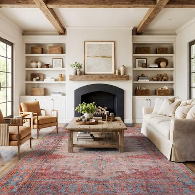 World Rug Gallery Vintage Bohemian Machine Washable Non Slip Area Rug