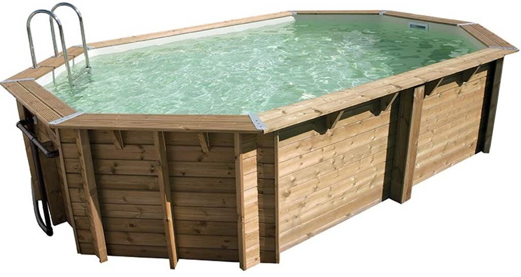 Piscine bois Ubbink OCEA octogonale 400x610x130cm liner beige