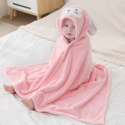Uplift Curations Super Soft Baby Hooded Towel Bathrobe Cozy Wrap & Swaddle For Newborns pink