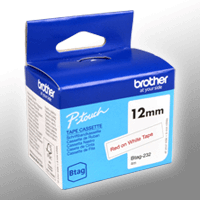 Originalband Brother Btag-232 12mm x 4m rot auf weiß nicht laminiert BTAG232