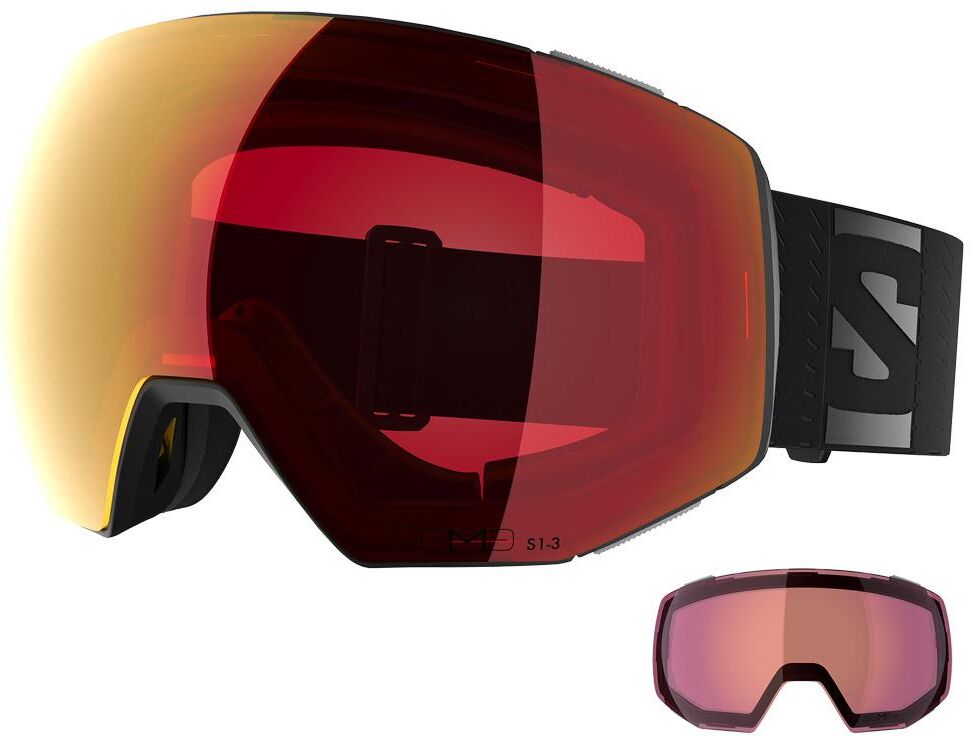Salomon  - Radium Prime Black Sigma Photo Poppy Red + Sigma Light Blue - Masque de Ski