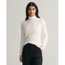 Gant für Damen. 4800102 Achten gestrickter Pullover mit Schwanenhals aus weißer Stretch-Baumwolle (XS), Lässig